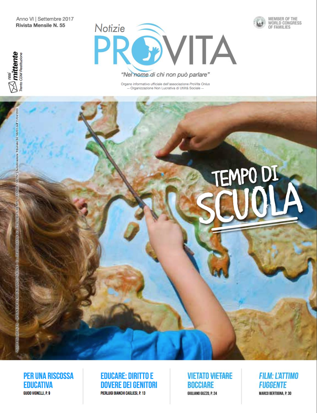Notizie ProVita di settembre 2017 inaugura un nuovo anno sociale con il tema dell'educazione